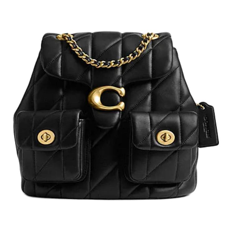 

Сумка-рюкзак из стёганой овчины Tabby с бахромой женская черный COACH