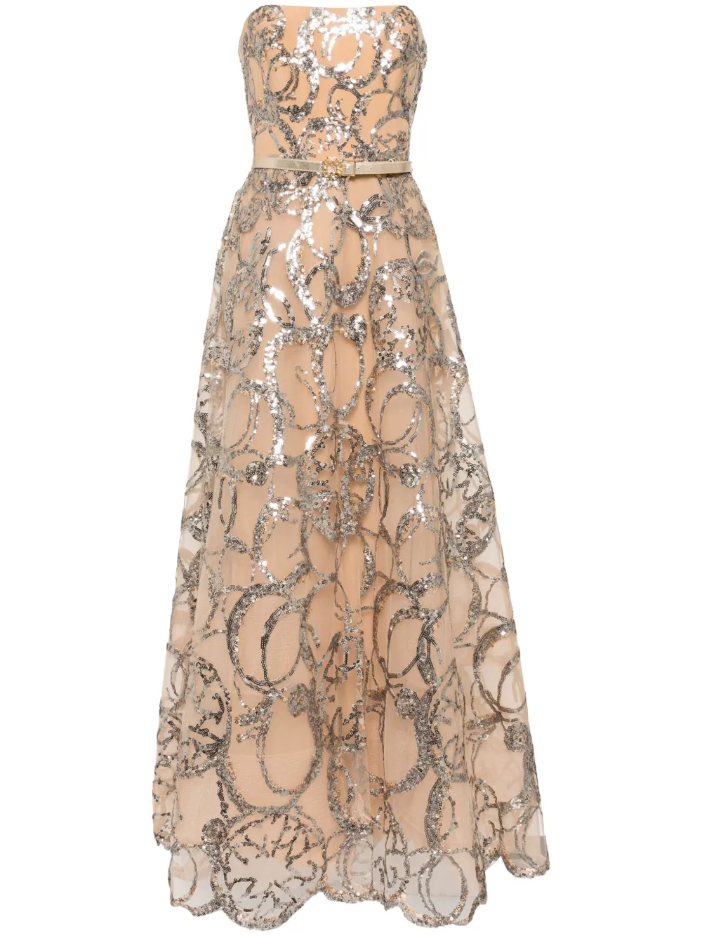 

Вечернее платье без бретелей с вышивкой Elie Saab, нейтральный