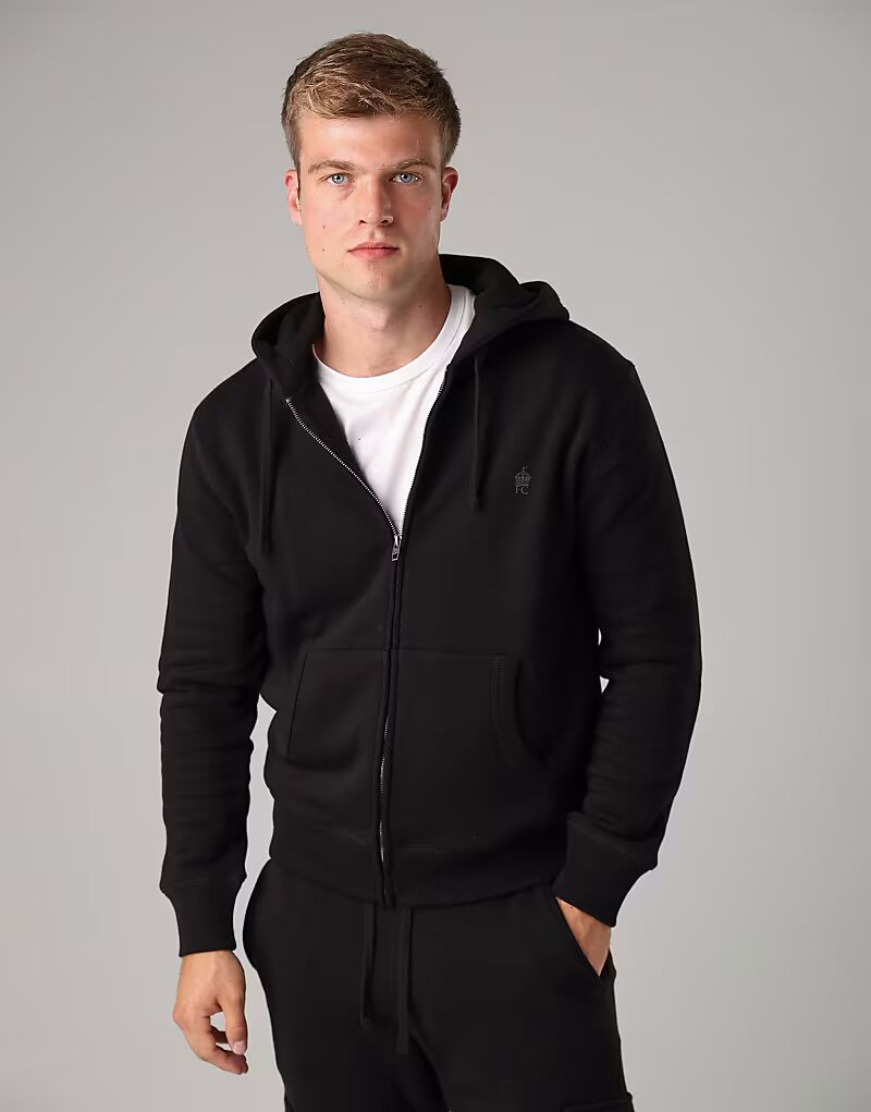 

Толстовка на молнии из хлопковой смеси черного цвета French Connection