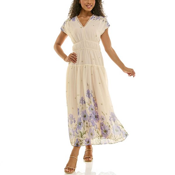 

Женское платье-макси с принтом и завышенной талией Maison Tara