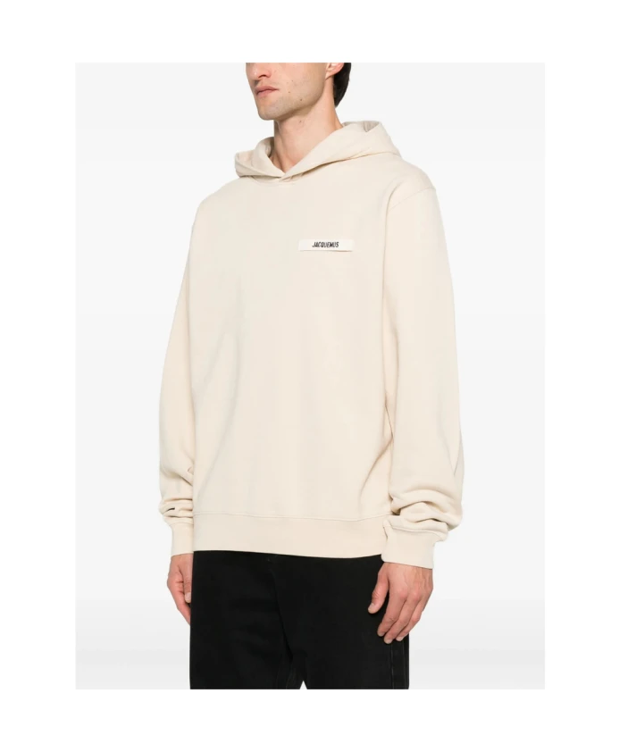 Бежевая хлопковая толстовка с логотипом Jacquemus, бежевый — фото 2