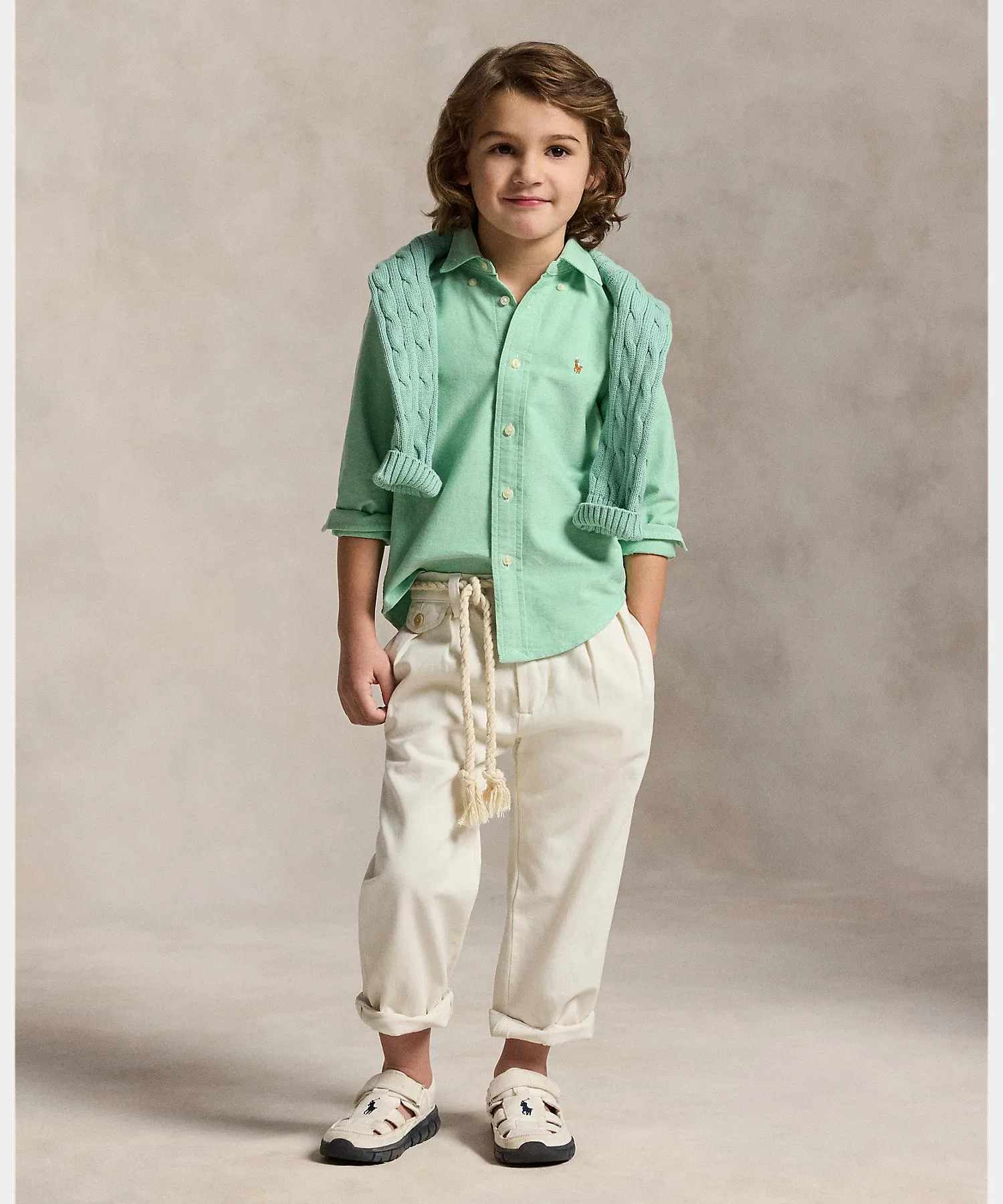 Детская рубашка POLO RALPH LAUREN CHILDRENSWEAR из хлопка с вышивкой зелёная — фото 4