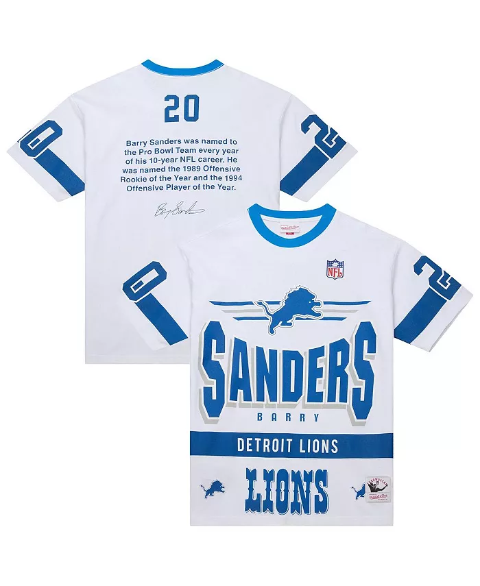 

Мужская футболка с винтажным логотипом Detroit Lions, именем и номером Barry Sanders Mitchell & Ness