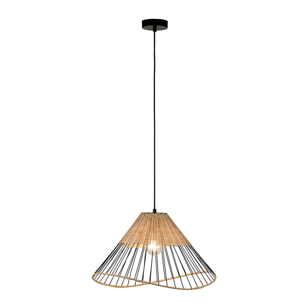

Подвесной светильник, металл, черный, деревянная сетка, H 120 см. JUST LIGHT