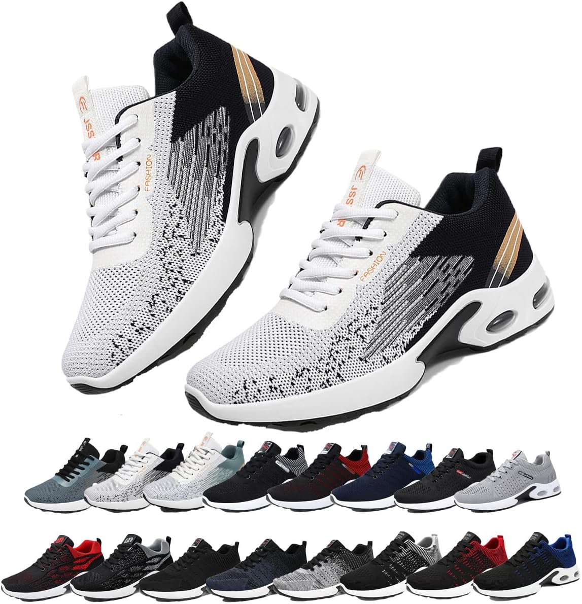 

Мужские кроссовки Air с амортизацией для бега, белые с сеткой, ортопедические кроссовки, противоскользящие для активного отдыха на улице Generic