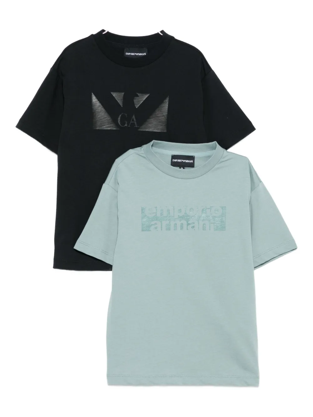 

Хлопковые футболки с логотипом орла (комплект из двух) Emporio Armani Kids, синий