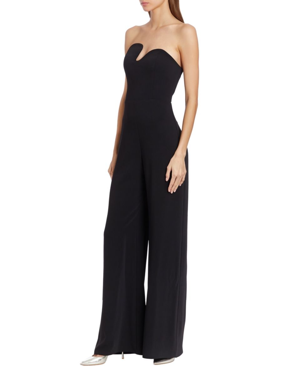 

Комбинезон с открытыми плечами и широкими штанинами Amanda Uprichard, слоновая кость