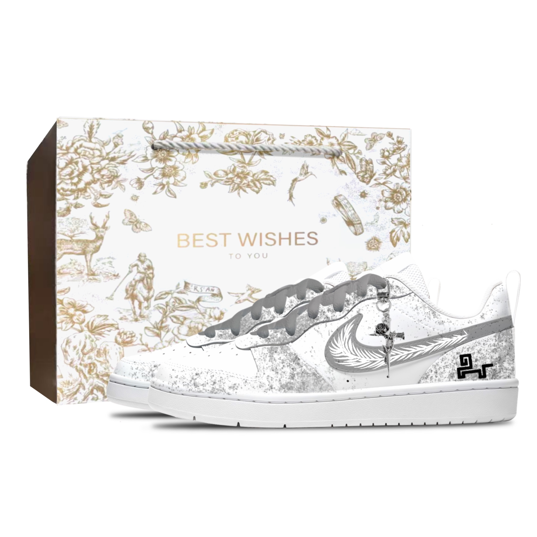 

Кроссовки для скейтбординга Court Borough Leather Slip Resistant Abrasion Resistant Breathable Cushioning Low top для детей Nike, белый