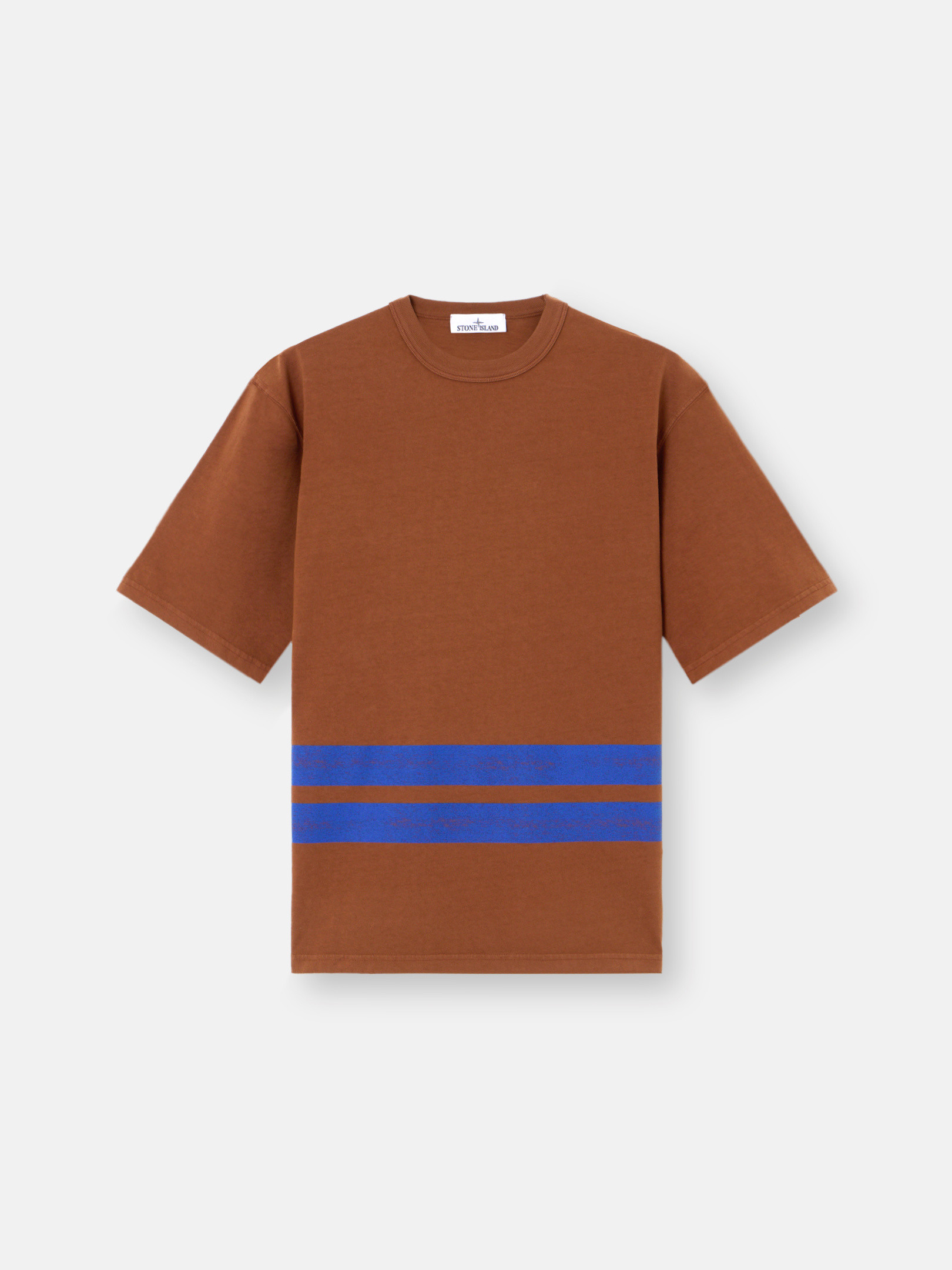 

Футболка свободного кроя с короткими рукавами и напечатанными полосами Stone Island 2100003 COMBED ORGANIC COTTON JERSEY_STONE ISLAND MARINA, Tobacco