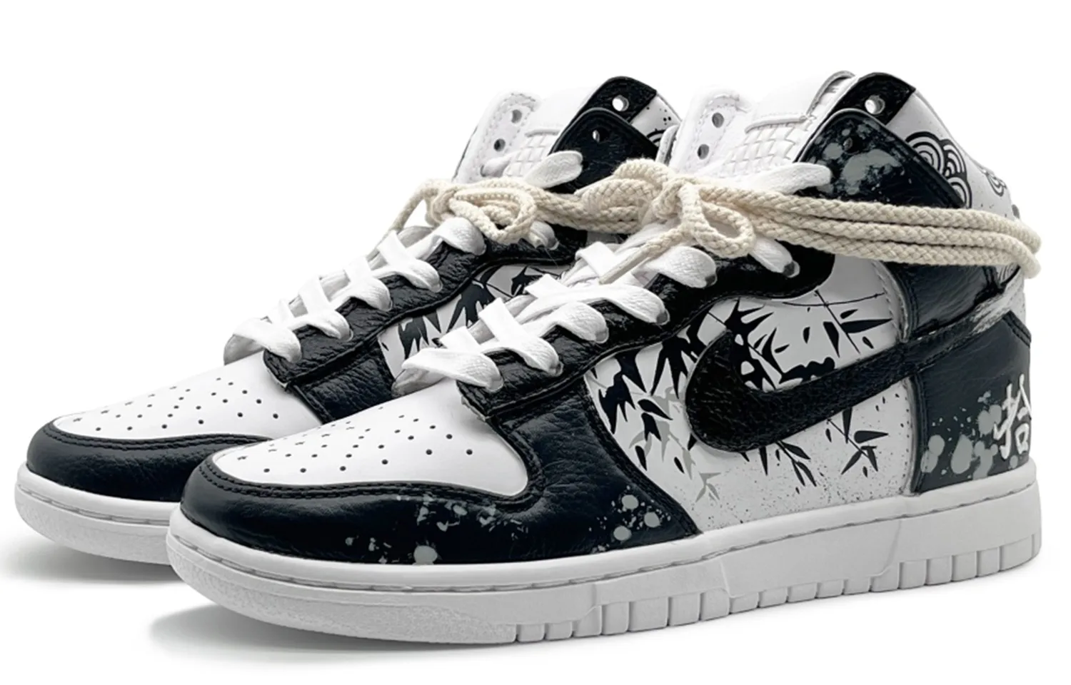 Nike Dunk High EIGHT% Bamboo Dye Slip Resistant легкие высокие кроссовки для скейтбординга Unisex черный белый — фото 4