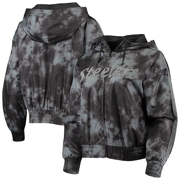 

Женская черная ветровка с капюшоном Pittsburgh Steelers Galaxy на молнии Mitchell & Ness