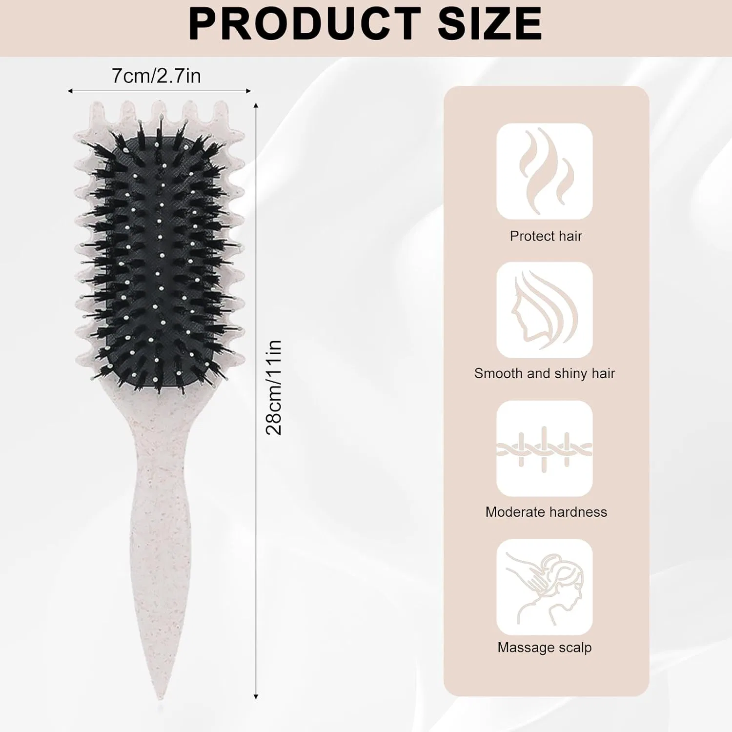 Щетка для вьющихся волос Curl Define Styling Brush Yeria, Beige — фото 2