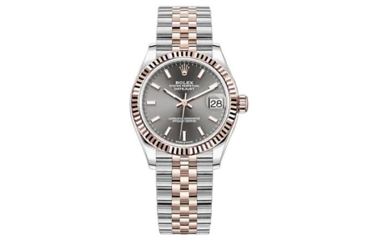 

ROLEX Женские часы Log Series с автоматическим механизмом, 31 мм, серый циферблат, корпус из стали Oystersteel 18-каратного розового золота