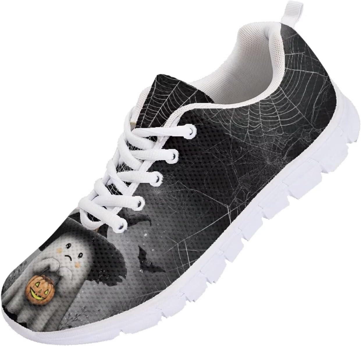 

Кроссовки Forchrinse для женщин и мужчин, повседневные с шнуровкой, нескользящие, для бега, спорта и тренажерного зала, Halloween Ghosts Print