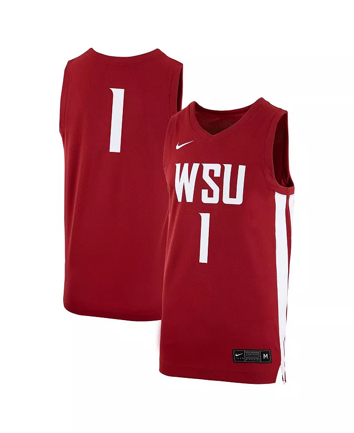 

Мужская баскетбольная майка №1 Crimson Washington State Cougars с логотипом-репликой Nike