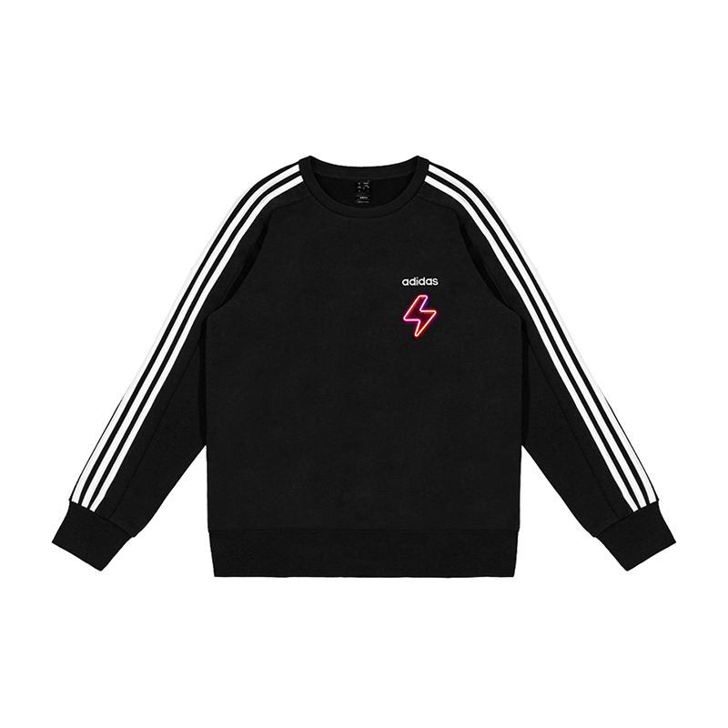 

Adidas Свитшот мужской черный с круглым вырезом, умеренно свободный, обычный крой
