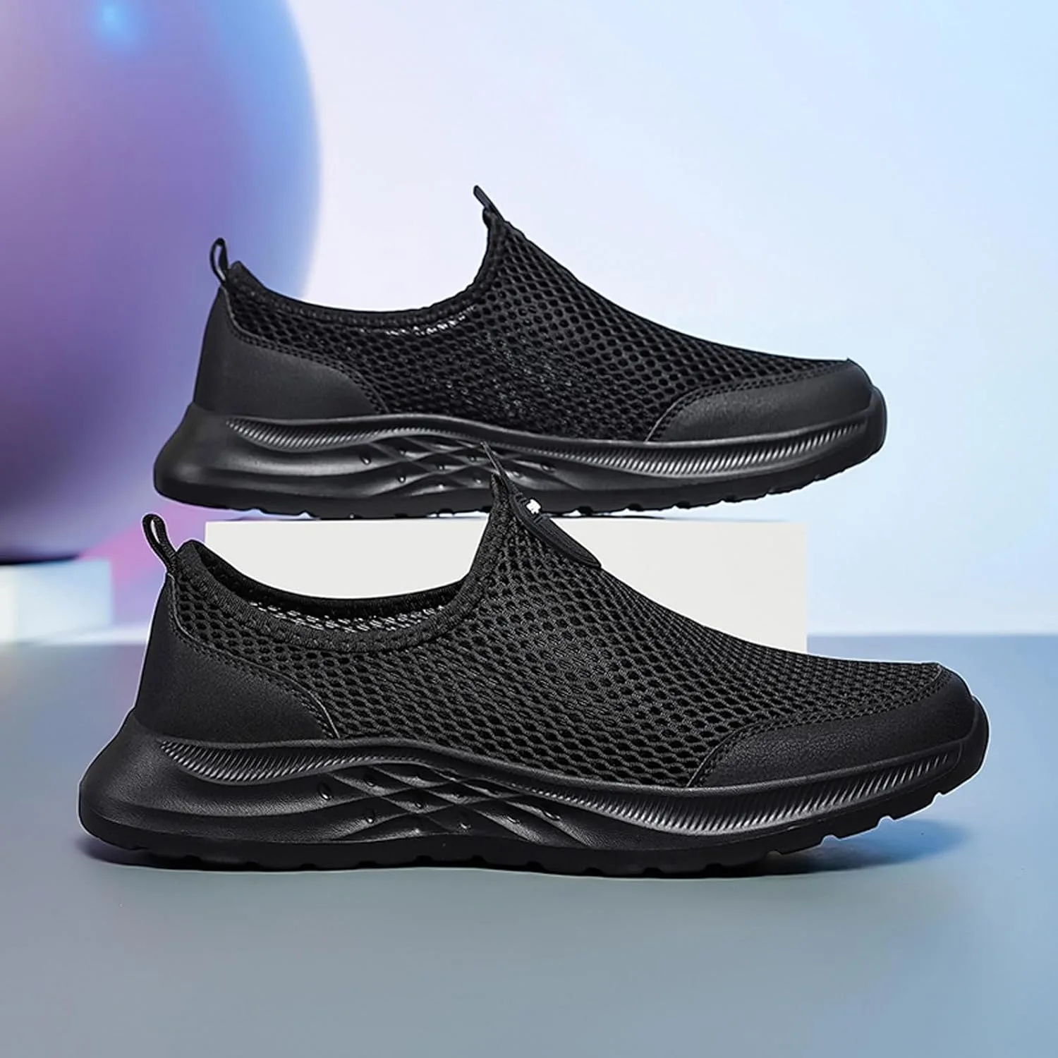 Кроссовки Generisch Herren Sommer Mesh Atmungsaktive Wanderschuhe Bequeme Wanderschuhe Outdoor Reiseschuhe Mode Lassige Sportschuhe, черный — фото 3