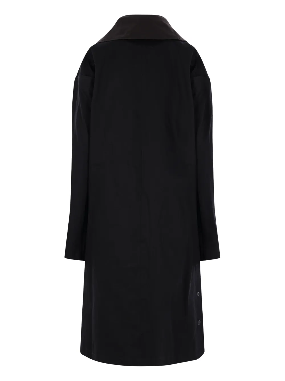 Пальто с кожаным воротником Yohji Yamamoto, черный — фото 2