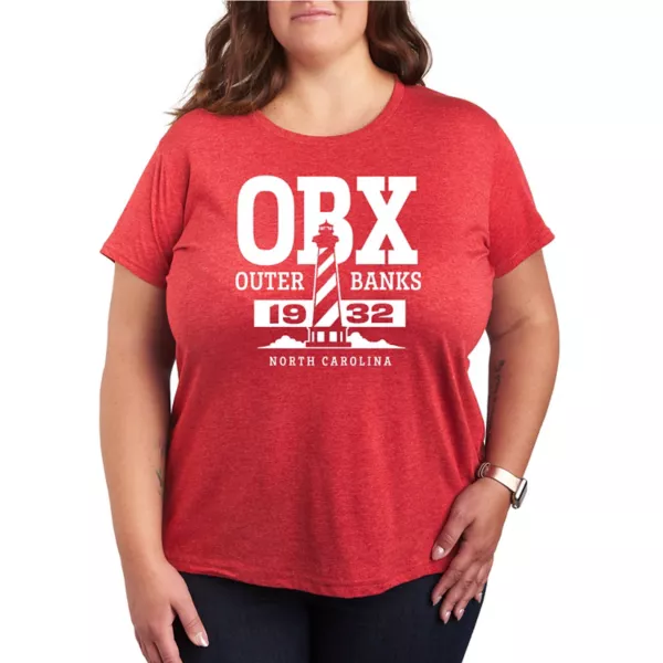 

Плюс футболка с рисунком маяка от Obx Outer Banks Unbranded, красный