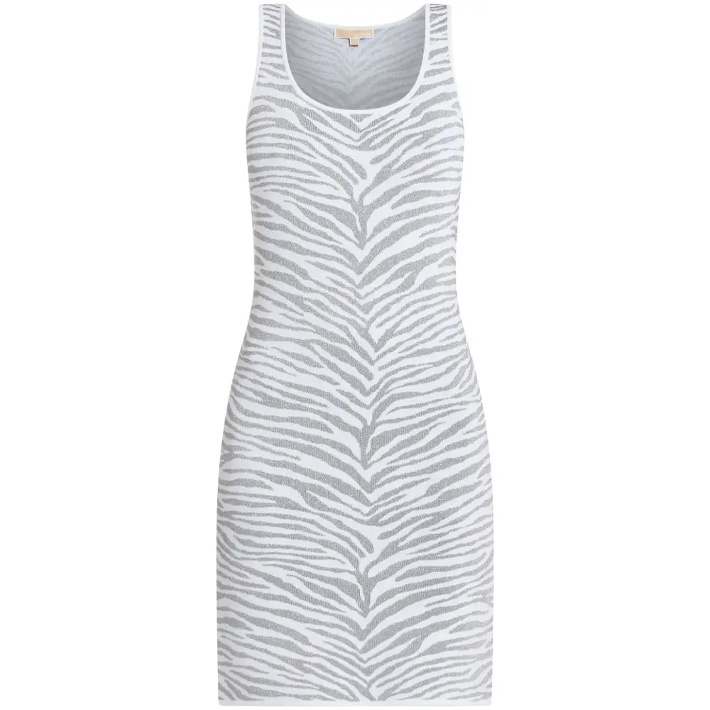 

Металлическое зебровое жаккардовое платье-майка MICHAEL KORS, серебро