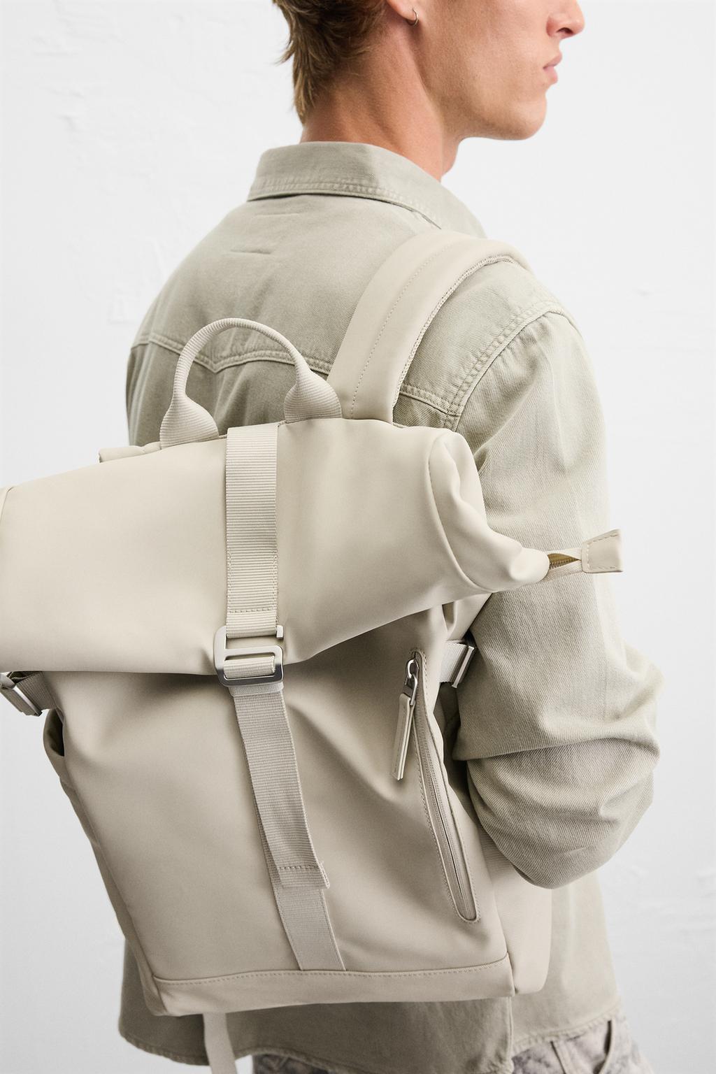 

Технический рюкзак с клапаном ZARA, цвет Ecru White
