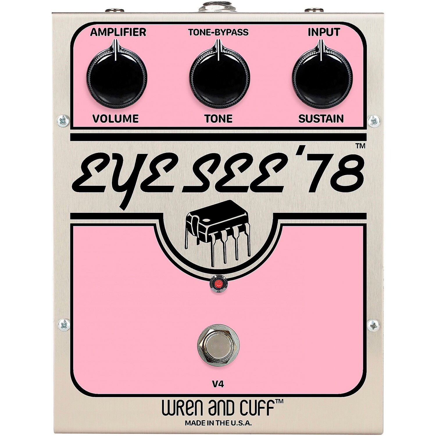 

Педаль эффектов Wren And Cuff Eye See '78 OG Fuzz, розовая/нержавеющая сталь