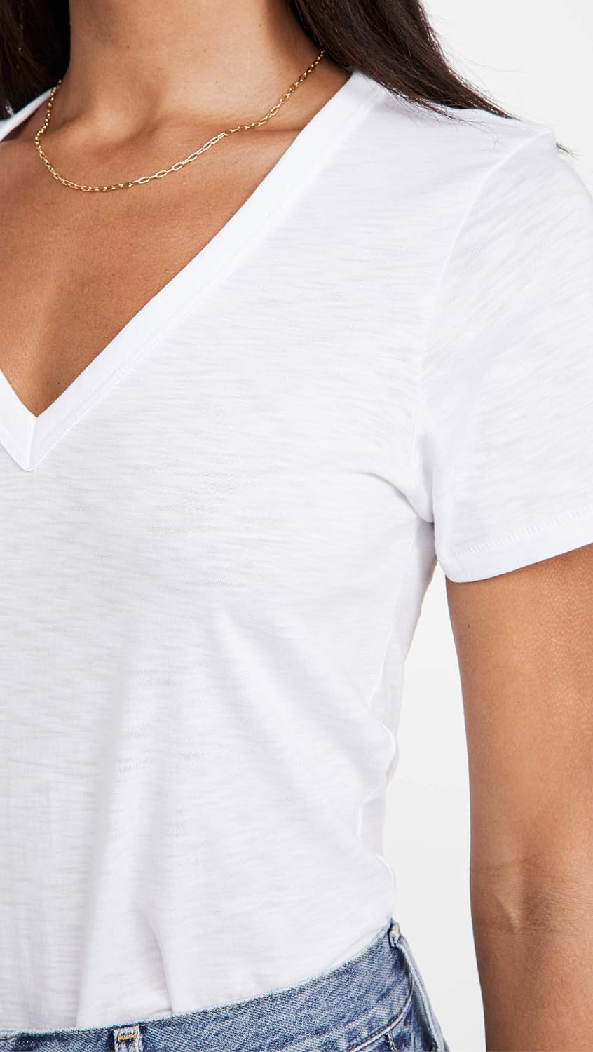 

Rag & Bone Женская футболка Vee Tee Ярко-белая футболка с коротким рукавом из джерси