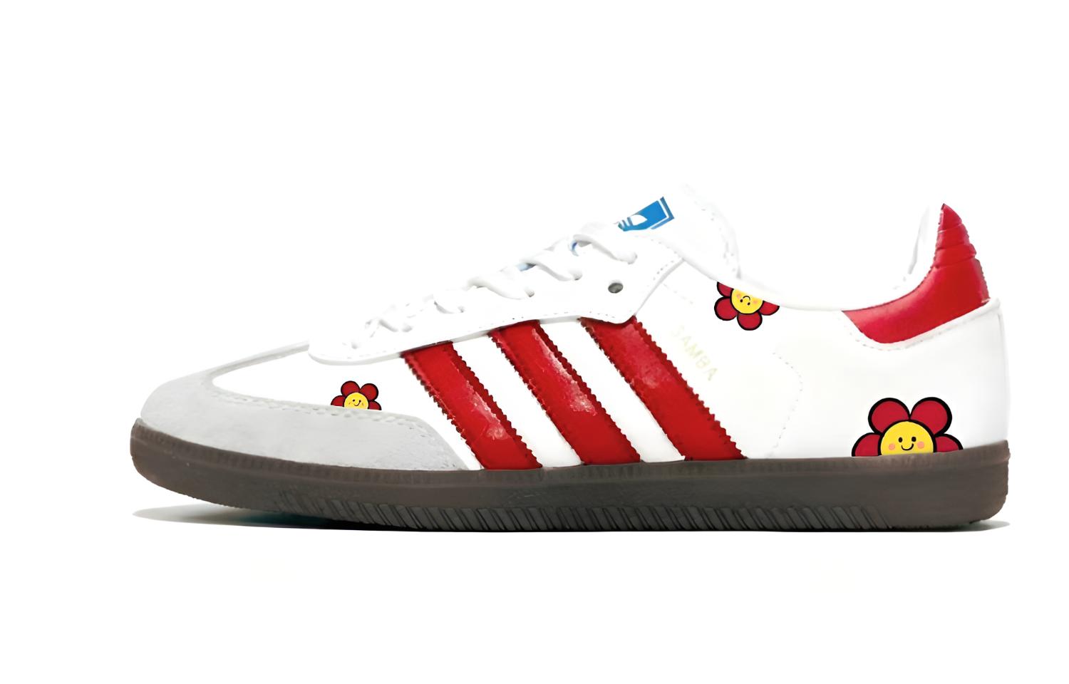 

Самба OG малый красный цветок низкие немецкие армейские кроссовки унисекс красный Adidas Originals, белый