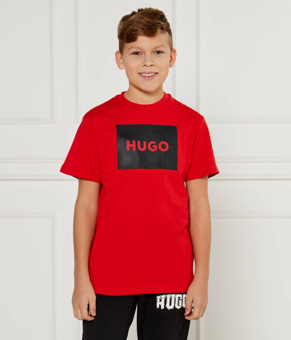 

Футболка детская Hugo Kids стандартного кроя с логотипом бренда, красный