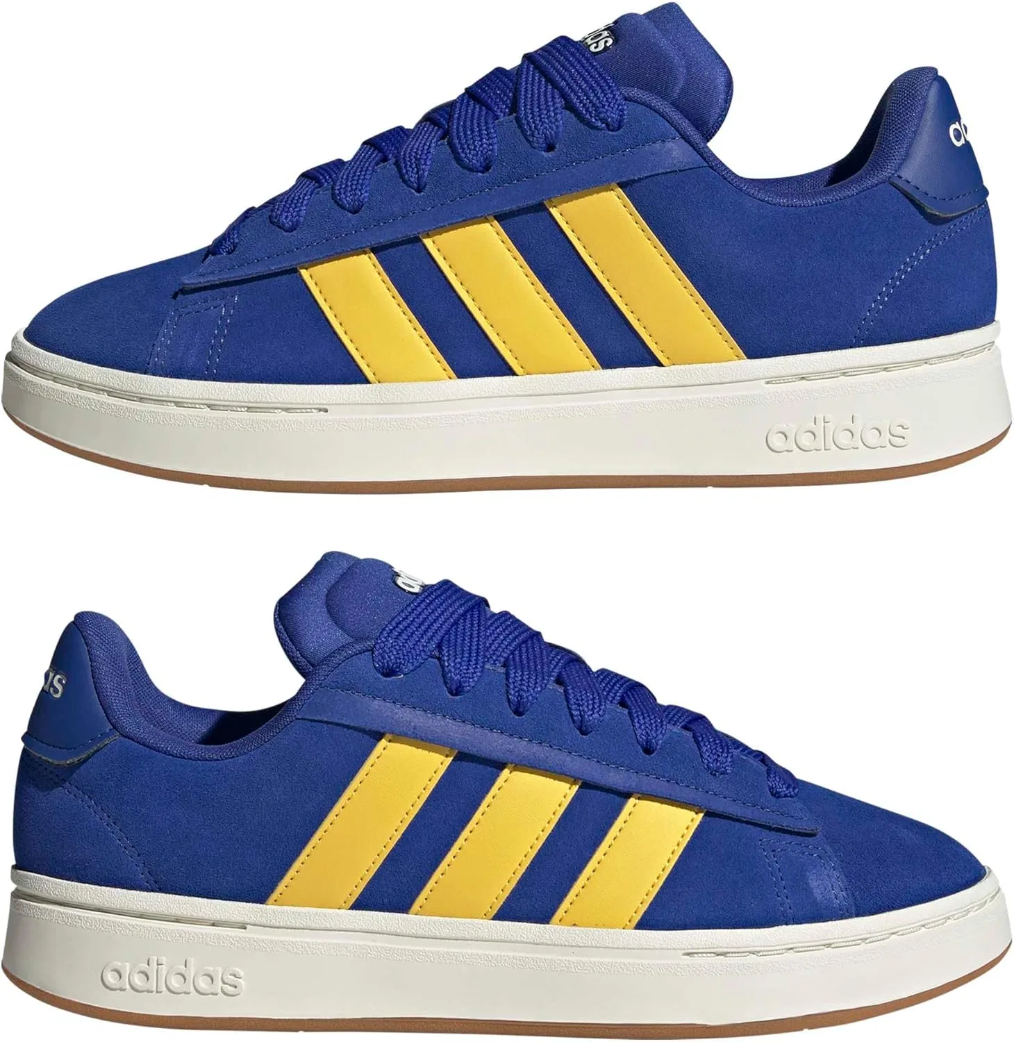 Кроссовки мужские Adidas Grand Court Alpha, цвет Semi Lucid Blue/Utility Yellow/Off White — фото 2