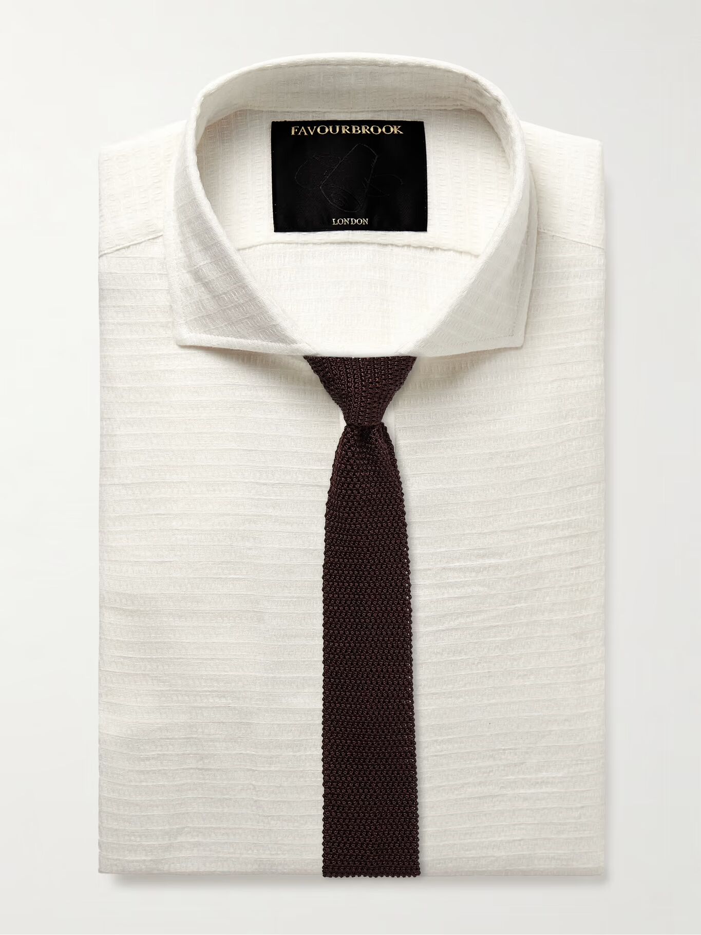 

Рубашка из льна и жаккарда с вырезом-воротником Haston FAVOURBROOK, белый