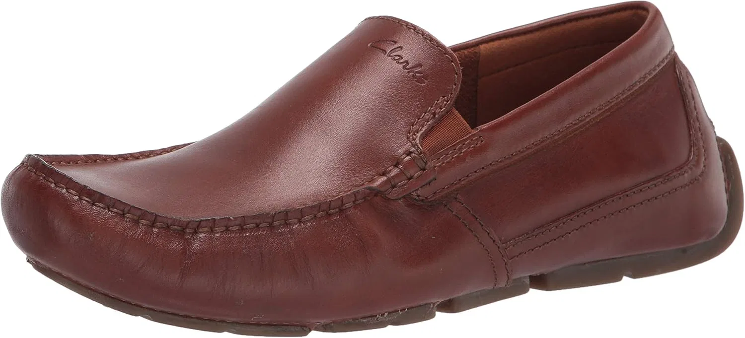 Мужские мокасины Clarks Markman Plain Drivers Slipper, Dark Brown Leather