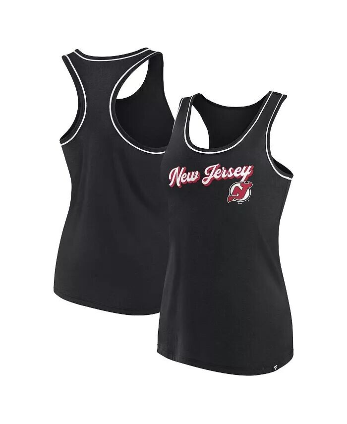 

Женская черная майка с круглым вырезом и логотипом New Jersey Devils Wordmark Racerback Fanatics