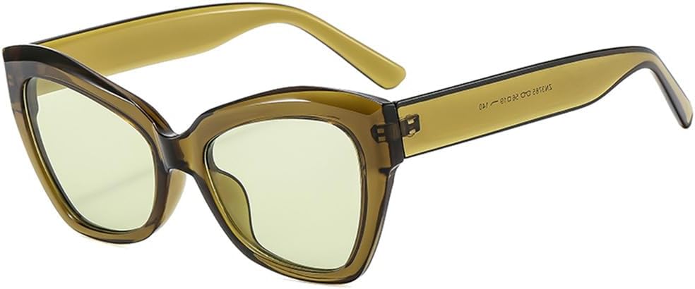 

Винтажные солнцезащитные очки «кошачий глаз» треугольной формы, защита от ультрафиолета UV400, модные очки в уличном стиле, женские очки, цвет шампанского (прозрачно-зеленый) LXLHWN, Clear Green