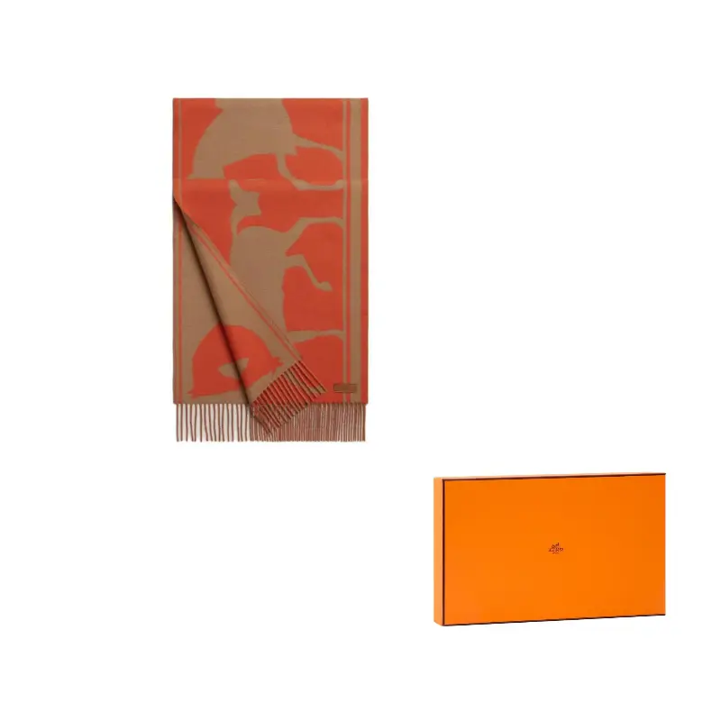 

HERMES Кашемировый вязаный шарф женский разноцветный, Orange