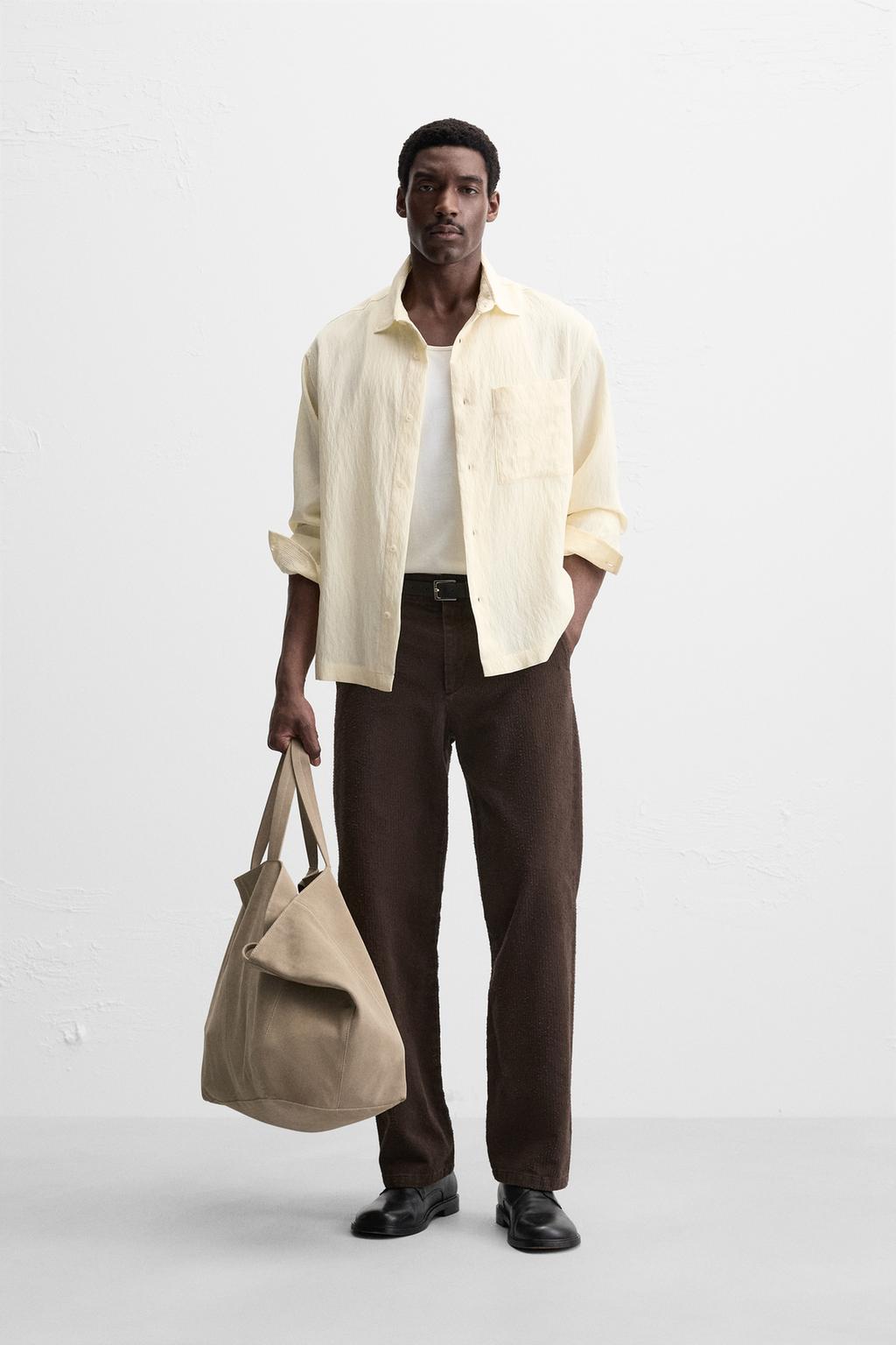 

Прямые брюки с текстурой ZARA, цвет Chocolate