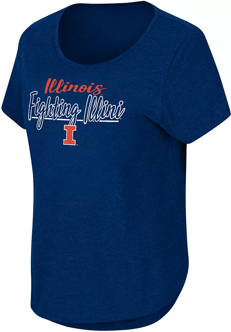 

Женская синяя футболка с изогнутым подолом Colosseum Illinois Fighting Illini