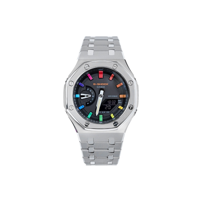 

CASIO Часы Unisex Liquid Crystal/Analog Dual Display Series 48.5mm Black Watch, Rainbow Epoch Interstellar Sand Silver