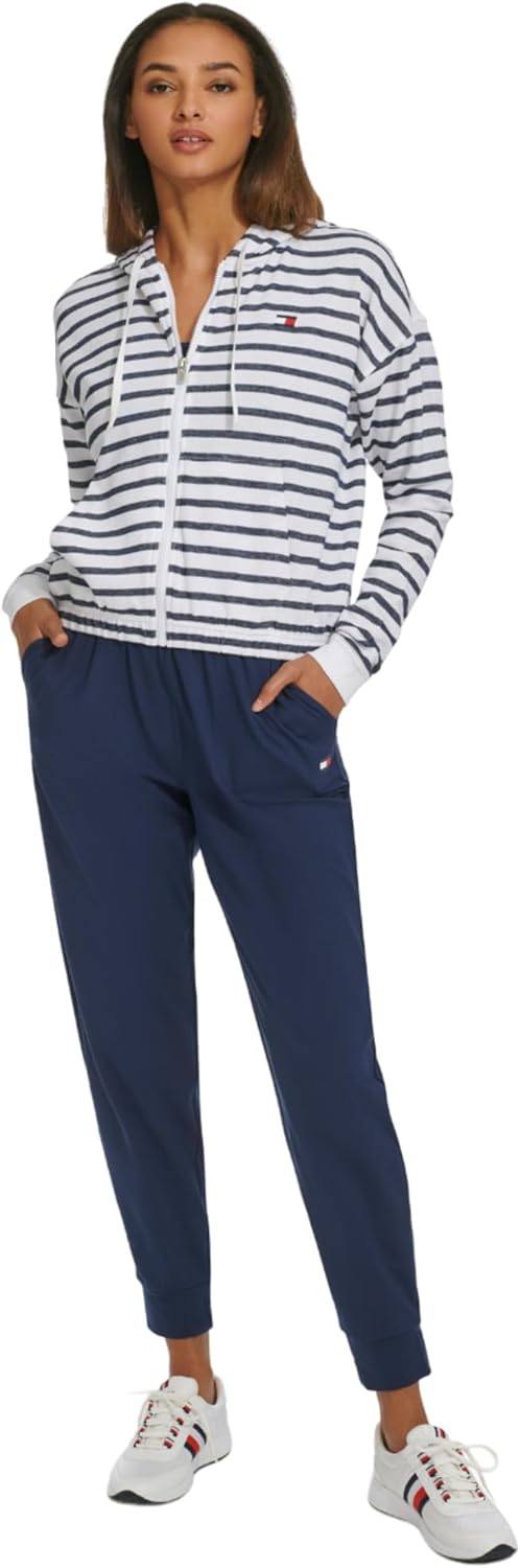 

Женская толстовка Tommy Hilfiger с капюшоном и эластичной талией на молнии, Navy Heather