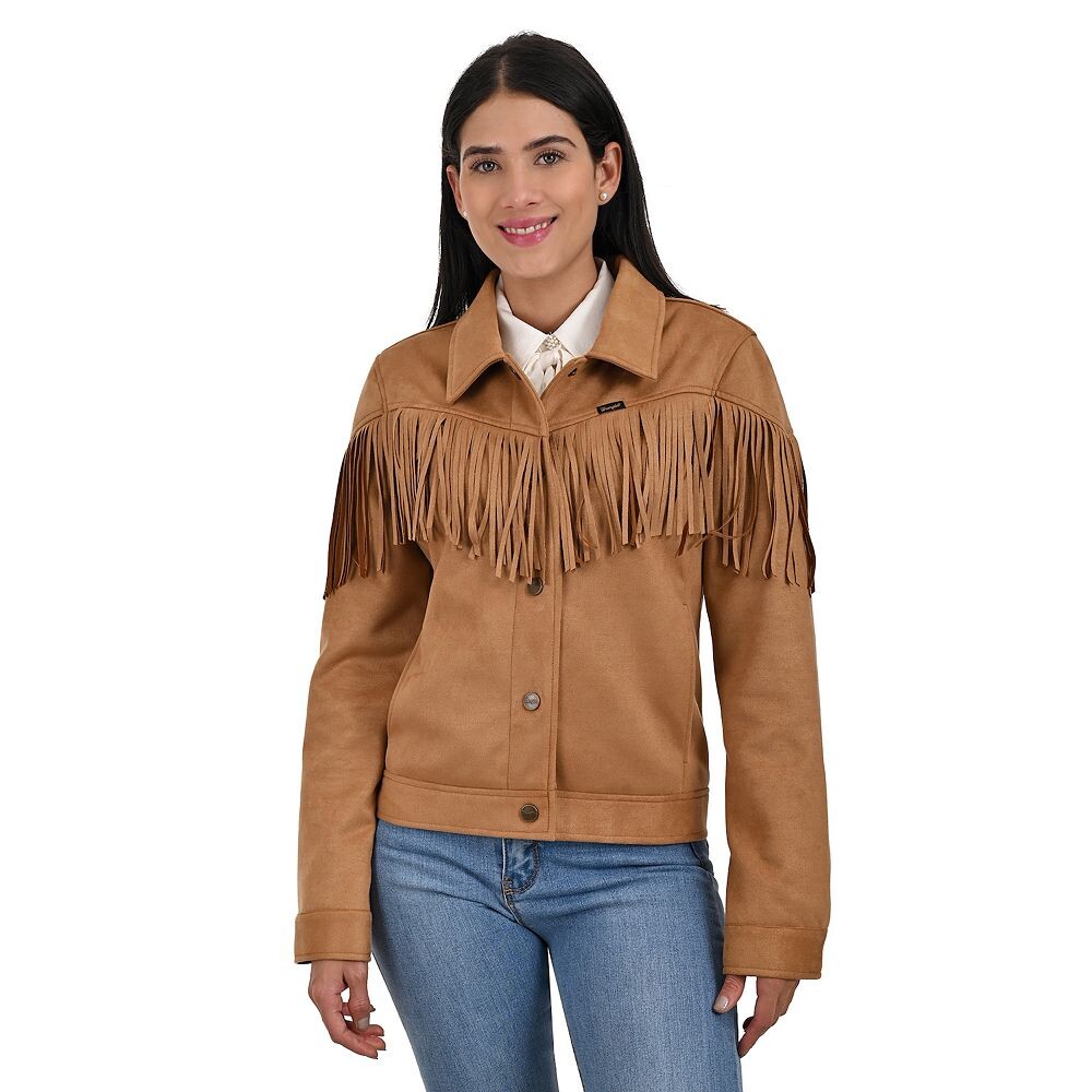 

Женская куртка Wrangler из искусственной замши с бахромой, цвет Tan