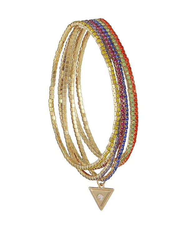 

Набор из 6 эластичных браслетов с кристаллами серебристого оттенка Guess, gold