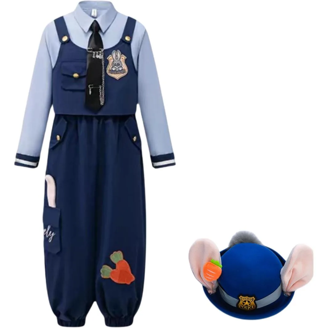 Детская спортивная одежда для весны и осени Disney, (Large Hat) Three-Piece Set Rabbit Police Officer
