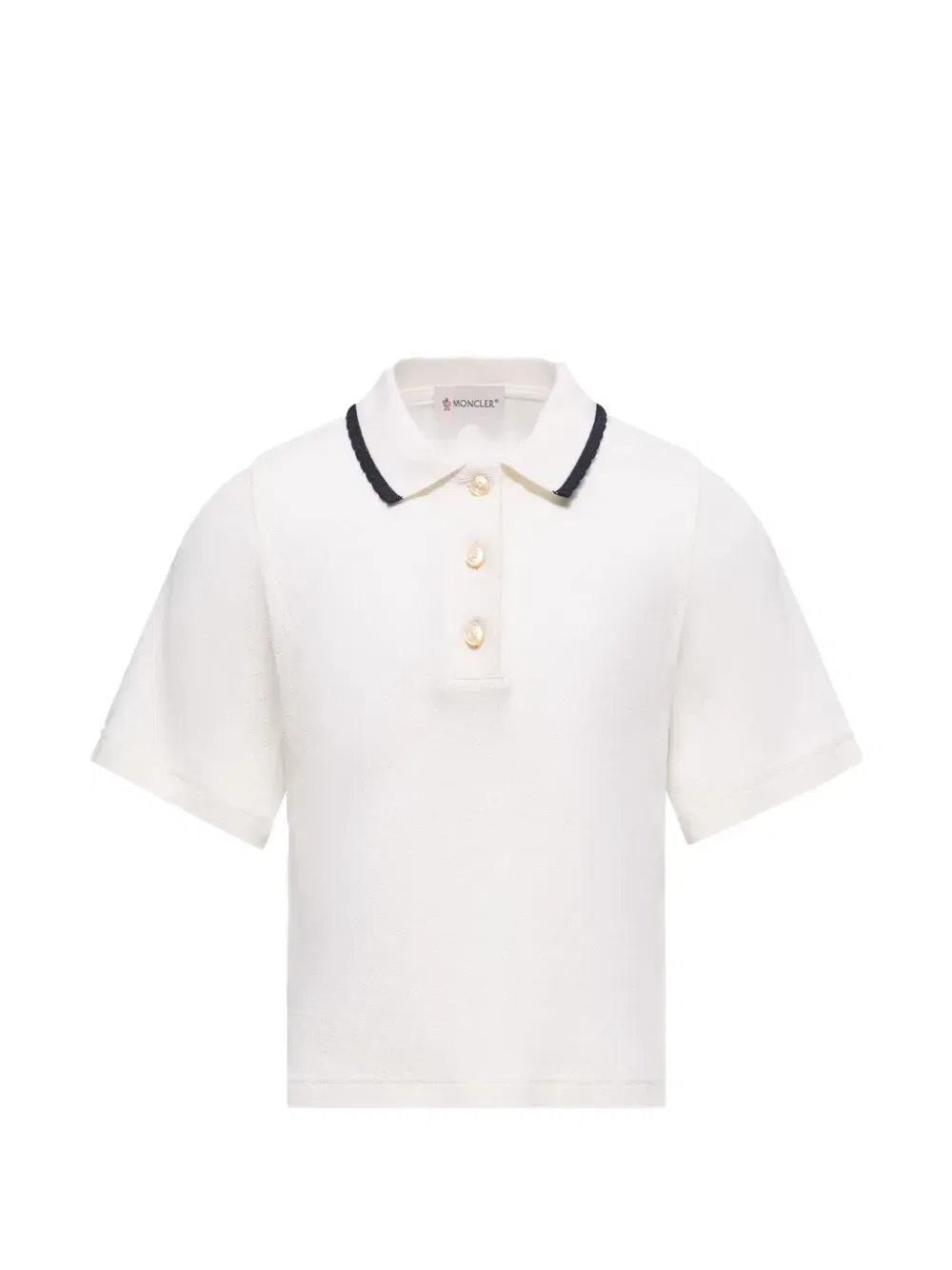 Поло с фактурной отделкой Moncler Enfant, бежевый