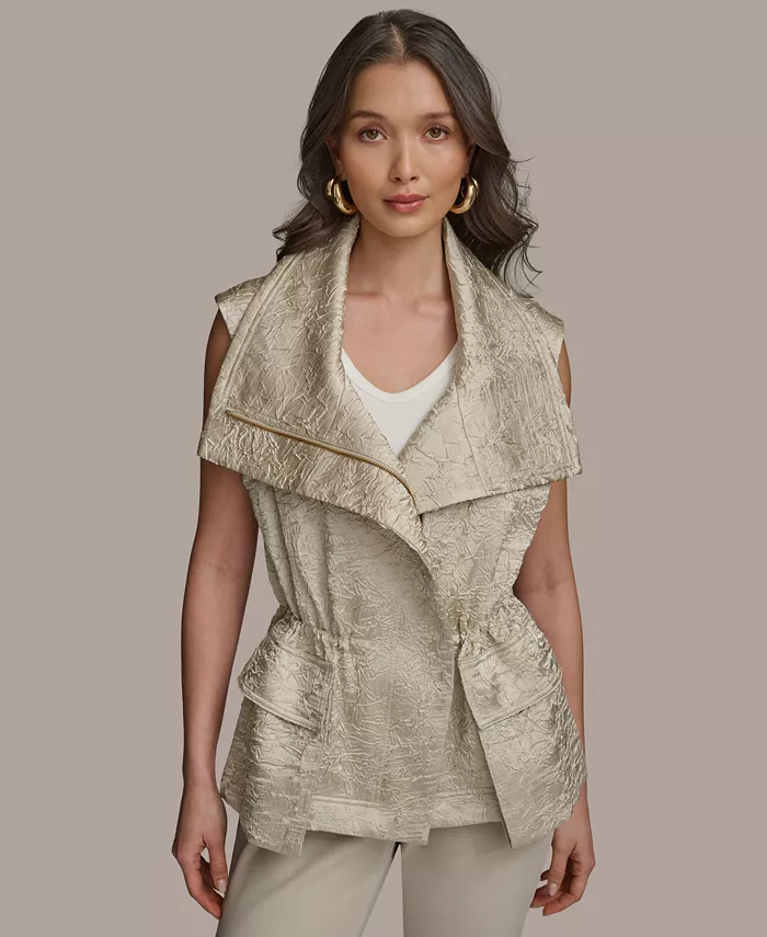 

Женский жилет из жатого сатина Donna Karan New York, серый