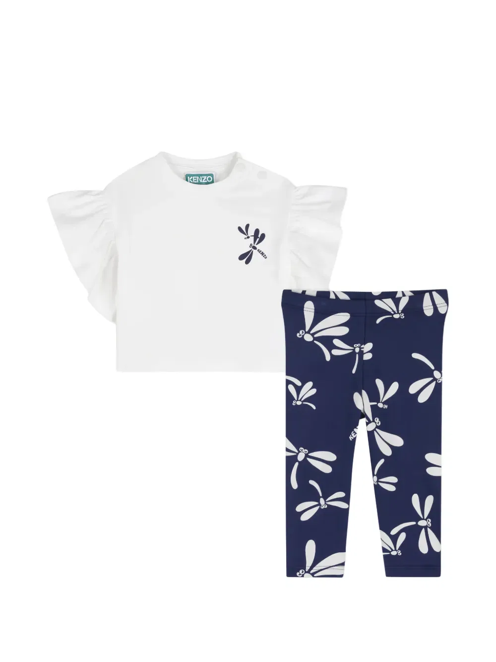 Комплект из леггинсов и футболки с принтом стрекоз Kenzo Kids, белый