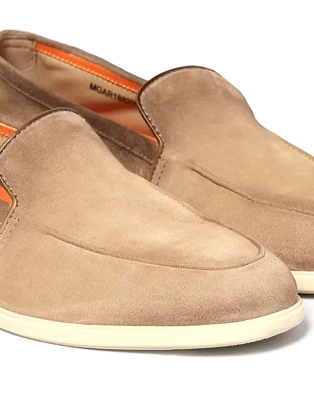 Замшевые туфли на плоской подошве Santoni, нейтральный — фото 3