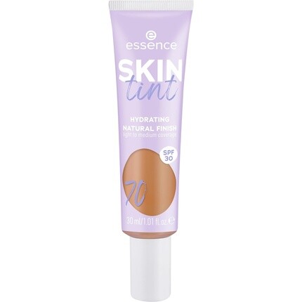 

Essence SKIN Tint Makeup № 70 Коричневый Увлажняющий Натуральный Веганский Безмасляный фильтр UVA и UVB SPF 30 Без отдушек 30 мл