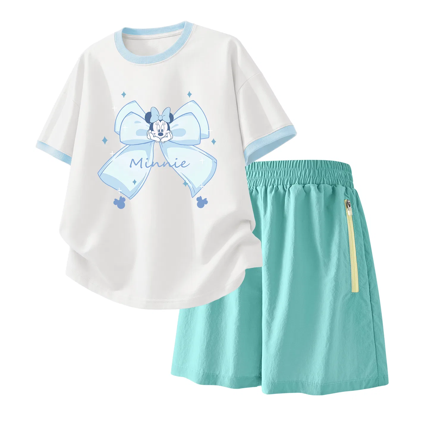 Детский спортивный костюм Casual Sportswear 2 Piece Set Disney, Di Meng Jie Cream Blue+Solid Color Mint Green