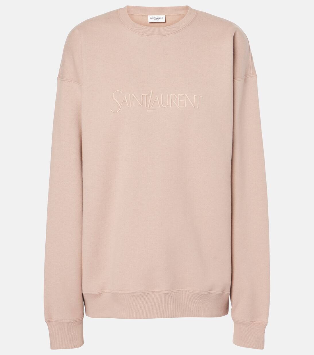 

Свитшот из хлопкового джерси с логотипом Saint Laurent, цвет nude rose