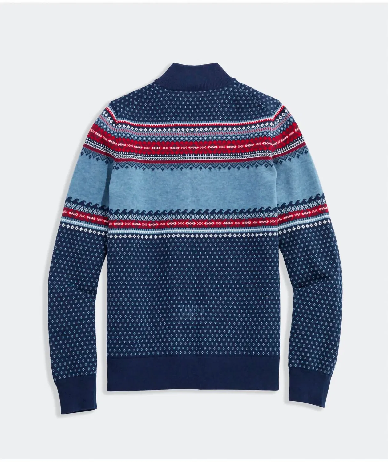 Vineyard Vines Детский пуловер Fair Isle с застежкой-молнией на четверть длины, морской темно-синий — фото 2